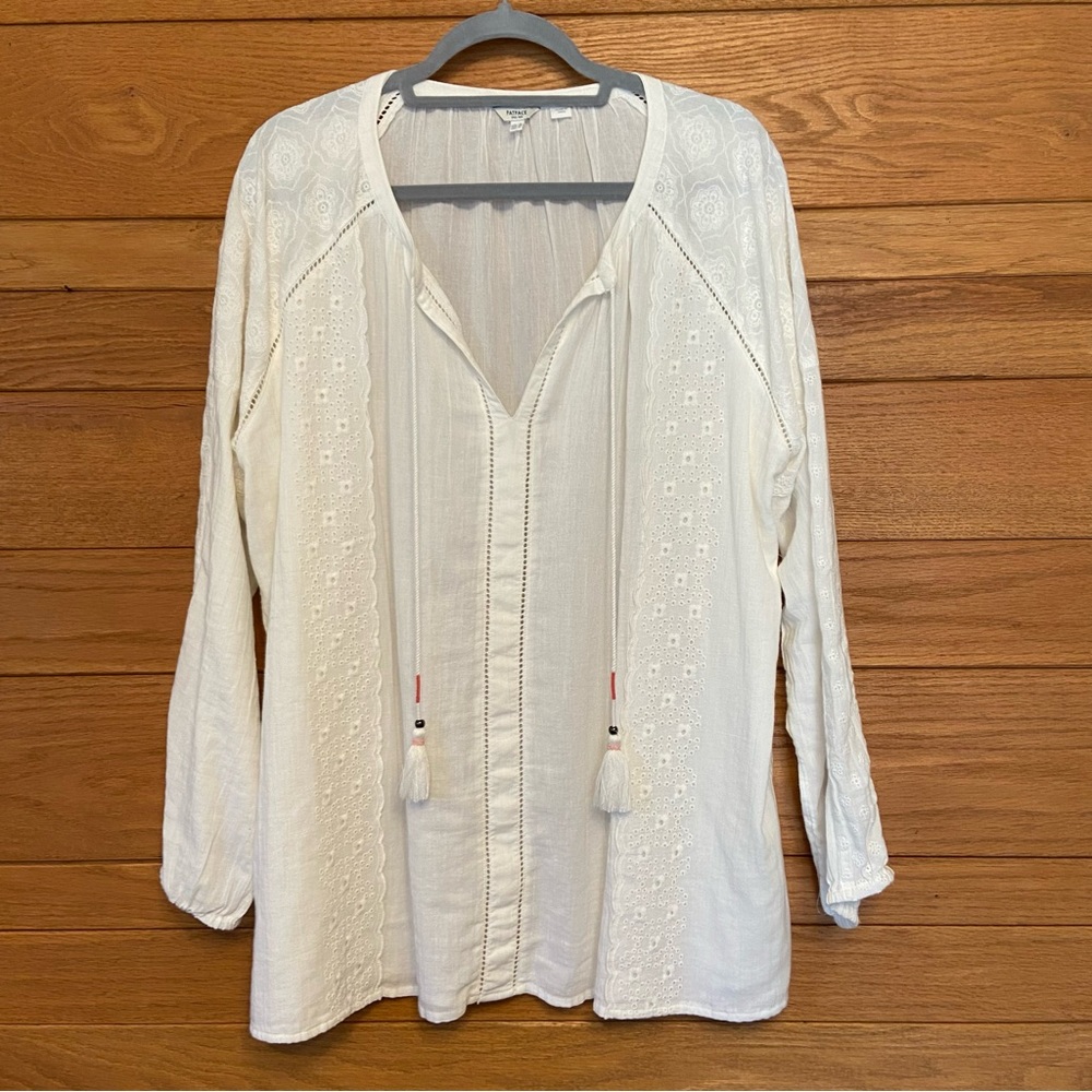 Fatface cotton white eyelet embroidered blouse